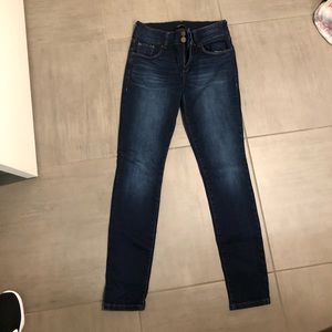 High rise skinny jeans dark